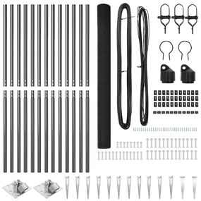 Conjunto de Postes de Cerca Conjunto de 2 Cinza Metal 25 x 1,5 m