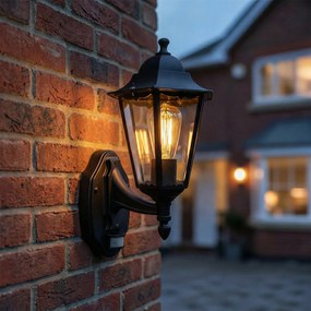 Lanterna de parede exterior preta com sensor de movimento IP44 - New Orleans up