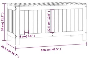 Caixa de arrumação jardim 108x42,5x54 cm pinho maciço cinzento