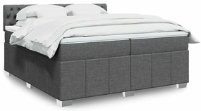 Cama com molas/colchão 200x200 cm tecido cinzento-escuro