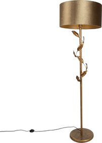 Candeeiro de pé dourado com abajur bronze e interior dourado 50cm - Linden