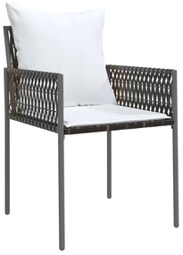 Cadeiras jardim c/ almofadões 2pcs 54x61x83 cm vime PE castanho