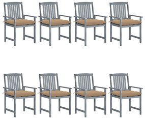 vidaXL Cadeiras de jardim c/ almofadões 8 pcs acácia maciça cinzento
