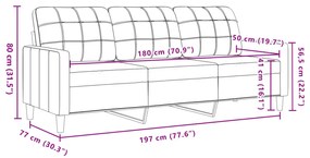 3 pcs conjunto de sofás com almofadões veludo cinzento-escuro