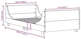 Cama sem colchão 75x190 cm madeira de pinho maciça branco
