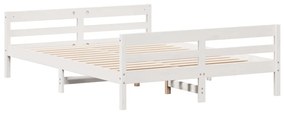 Estrutura de cama com cabeceira 140x200 cm pinho maciço branco