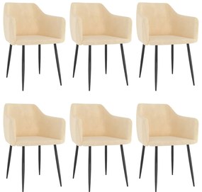vidaXL Cadeiras de jantar 6 pcs veludo cor creme