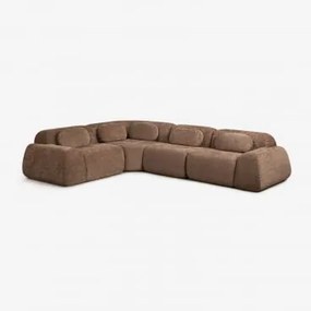 Sofá Modular De Canto Em Chenille De 4 Peças Embalado A Vácuo Mérida Chenille Castanho Caramelo - Sklum