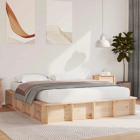 vidaXL Cama com Armazenamento Elevável - 150 x 200 cm, em Pinus Sólido