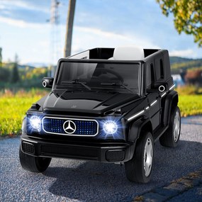 Carro elétrico para crianças com licença Mercedes-Benz 4WD 12V com controlo remoto Luzes LED Música Buzina Preto