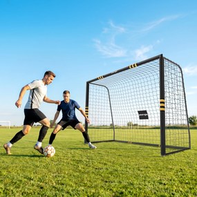 Baliza de Futebol para Jardim 300x120x200 cm com Rede, Estrutura Metálica e Proteção Acolchoada EPE, Preto e Amarelo