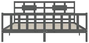 Estrutura de cama com cabeceira 200x200 cm madeira maciça cinza
