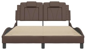 Estrutura cama c/ cabeceira 120x200cm couro artificial castanho