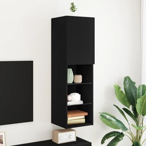 Armário para TV LED vidaXL Preto Carvalho 30,5x30x102 cm Madeira de engenharia