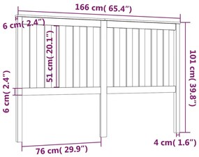 Cabeceira de cama 166x6x101 cm pinho maciço preto