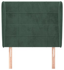 Cabeceira cama c/ abas veludo 103x23x118/128 cm verde-escuro