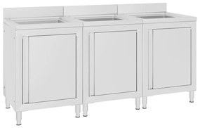 vidaXL Armários c/ lava-louça cozinha comercial 3 pcs aço inoxidável