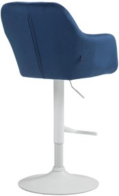 Banco de bar Natoma em veludo com estrutura branca 97-118 x 57 x 59 cm Azul