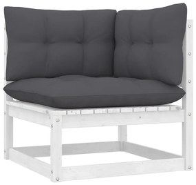 9 pcs conj. lounge de jardim c/ almofadões pinho maciço branco