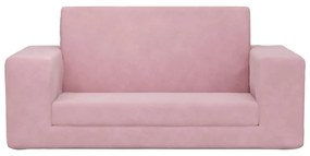 Sofá-cama infantil de 2 lugares pelúcia macia rosa