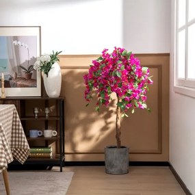 Árvore de azálea artificial 135 cm com 312 flores 624 folhas Planta de imitação realista em vaso para interior verde e vermelho