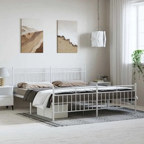 Estrutura de cama com cabeceira e pés 183x213 cm metal branco