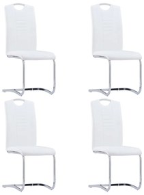 vidaXL Cadeiras de jantar cantilever 4 pcs couro artificial branco