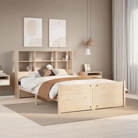 vidaXL Cama com estante sem colchão 120x200 cm pinho maciço