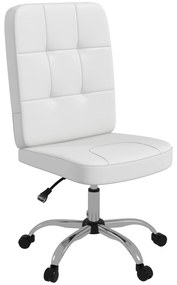 Vinsetto Cadeira de Escritório Giratória de Couro Sintético com Altura Ajustável Estilo Moderno Carga 120 kg 45x59x90-100 cm Branco