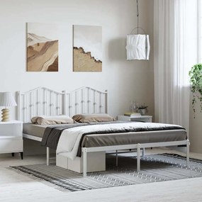 Estrutura de cama com cabeceira 135x190 cm metal branco