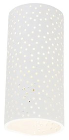 Candeeiro de parede vintage branco em gesso em forma de cilindro - Mahou Retro