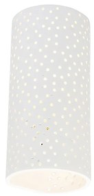 Candeeiro de parede vintage branco em gesso em forma de cilindro - Mahou