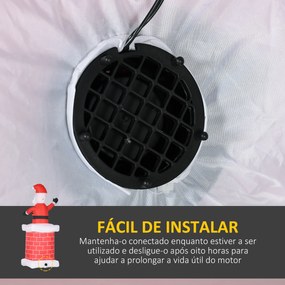 Pai Natal Insuflável com Chaminé 2 Luzes LED e Insuflador Elétrico Decoração de Natal 80x70x210 cm Multicor