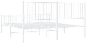 Estrutura de cama com cabeceira e pés 183x213 cm metal branco