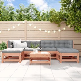 7 pcs conjunto lounge de jardim madeira de douglas maciça