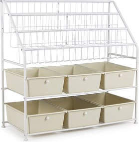 Guarda roupa aberto Multinível, 89 x 36,5 x 87 cm, 6 Gavetas e 3 Cestos, Branco