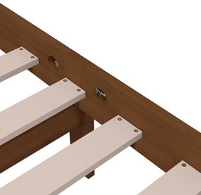 Estrutura de cama 140x190 cm madeira maciça castanho-mel