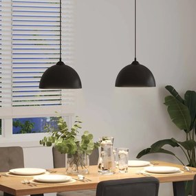 Candeeiros suspensos 2 pcs altura ajustável E27 preto Ø 30 cm