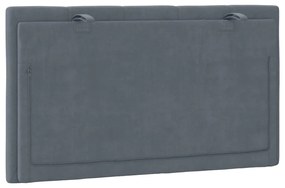 Almofadão de cabeceira 90 cm veludo cinzento-escuro