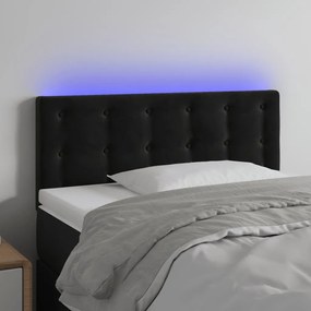 Cabeceira de cama c/luzes LED veludo 100x5x78/88 cm preto