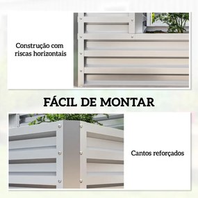 Floreira de Cultivo de 2 Níveis em Aço Galvanizado com Design em Escada e Fundo Aberto 120x101x58 cm Prata