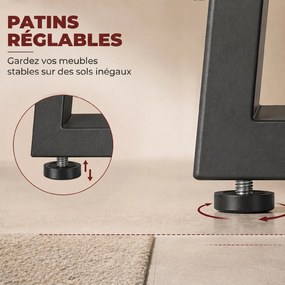 Conjunto de 2 pés Pés de mesa em aço, 60 x 43 cm, (TAMPO NÃO INCLUIDO) com patins ajustáveis e parafusos, preto