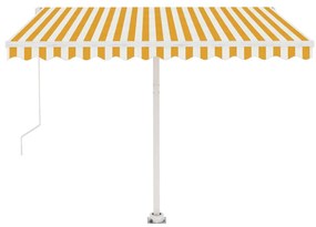 Toldo retrátil manual com LED 300x250 cm amarelo e branco