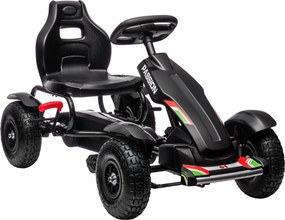 HOMCOM Kart a Pedais para Crianças com Assento Ajustável Pneus de Goma Travão de Mão para Crianças de 5-12 Anos 121x58x61 cm Branco | Aosom Portugal