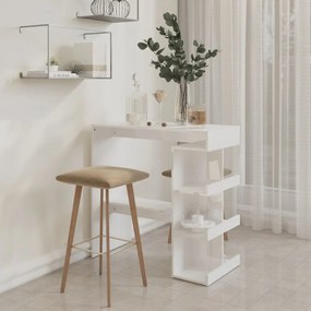 Mesa de Bar Hayla com Prateleiras - Branco Brilhante - Design Moderno