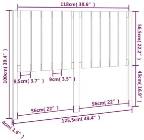 Cabeceira de cama 125,5x4x100 cm pinho maciço castanho mel