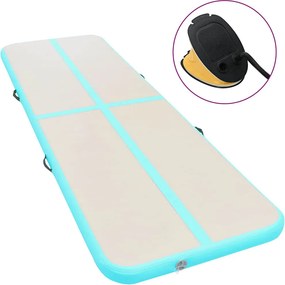 vidaXL Colchão de ginástica insuflável c/ bomba 500x100x10cm PVC verde