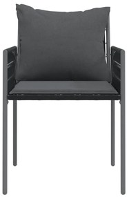 Cadeiras jardim c/ almofadões 2 pcs 54x61x83 cm vime PE preto