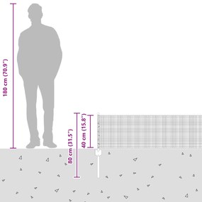 Cerca de Arame Soldado com 22 Postes U Cinza 0.4x50 m Aço