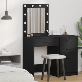 vidaXL Mesa de Maquilhagem com Luzes LED Carvalho Preto 50x41x135 cm